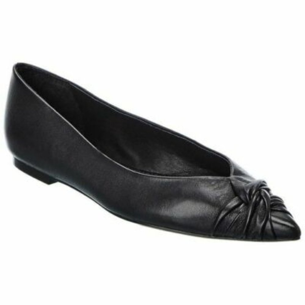 NEW Maje Ballerina Flats Point Toe Black Leather Womens EU Sz 36 Shoes MSRP $315